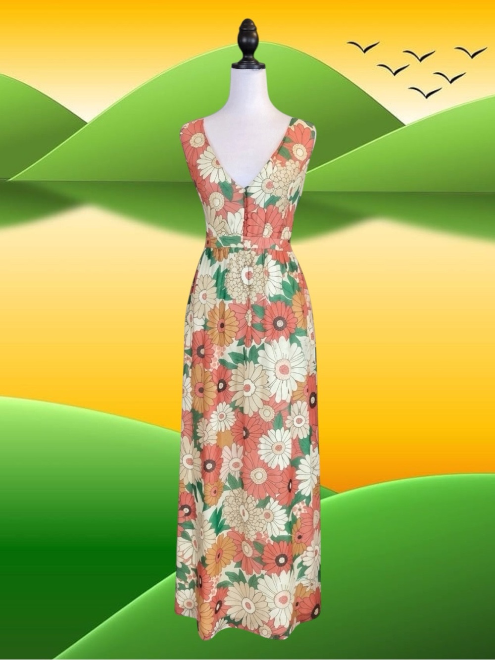 ModCloth 70s Style Retro Boho Grandmacore Cottagecore Eclectic Grandpa Dress L